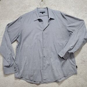 John Varvatos Casual Shirt Men's XL Gray Collared Button-Up Long Sleeve Cotton